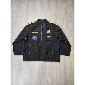Lowe's Racing NASCAR Jimmie Johnson Black Jacket Blue Gold Stripe Adult‎ 2XL
